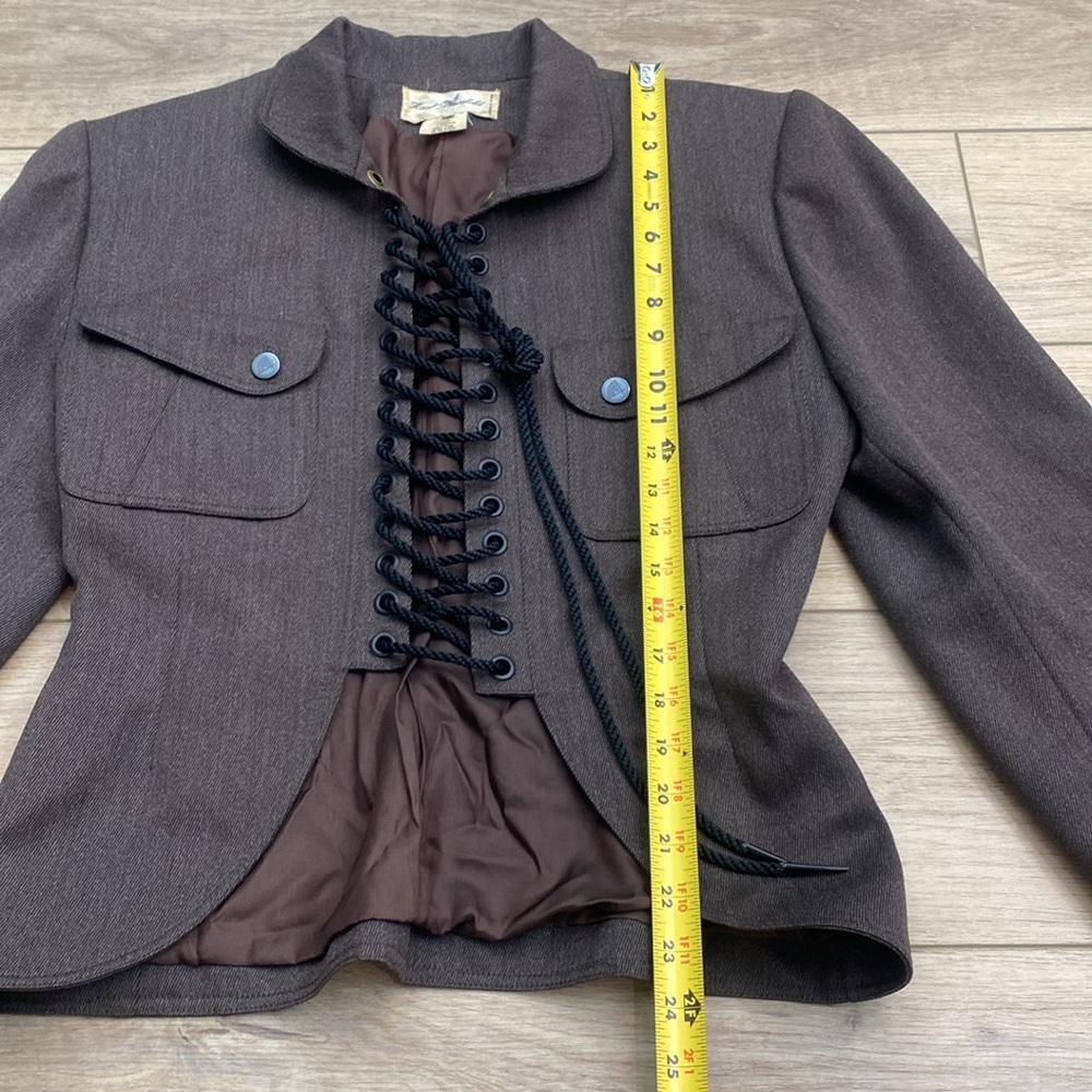 Vintage Karl Lagerfeld Collection Runway Jacket Lace‎ Up Brown Wool - Picture 15 of 16